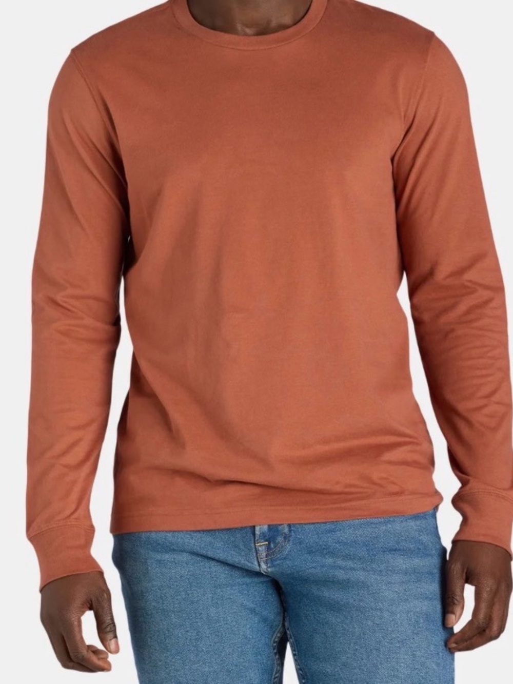 George Men's Long-Sleeve Crew Tee — Rust Brown